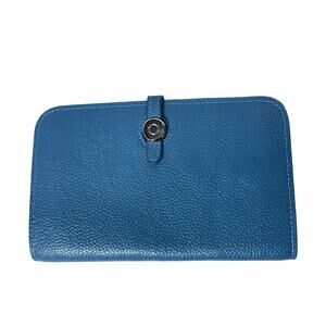 Leather‎ Bi-Fold Wallet/Organizer with Seperate Coin Purse 5"X8" Light Blue NWOT